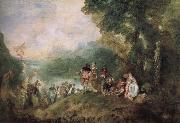Jean antoine Watteau The base Shirra island goes on a pilgrimage painting